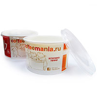 Брендированные бумажные контейнеры для супа с пластиковой крышкой